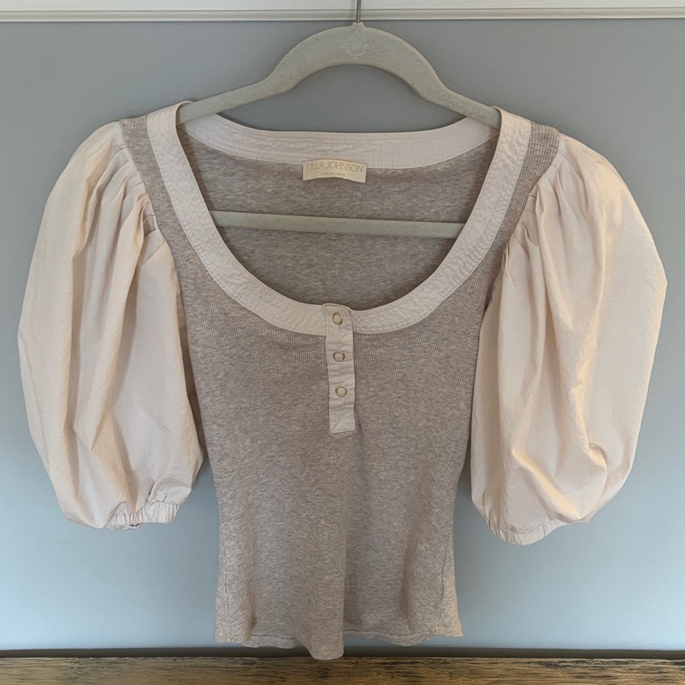 Ulla Johnson Heather Oatmeal and Cream Blouse